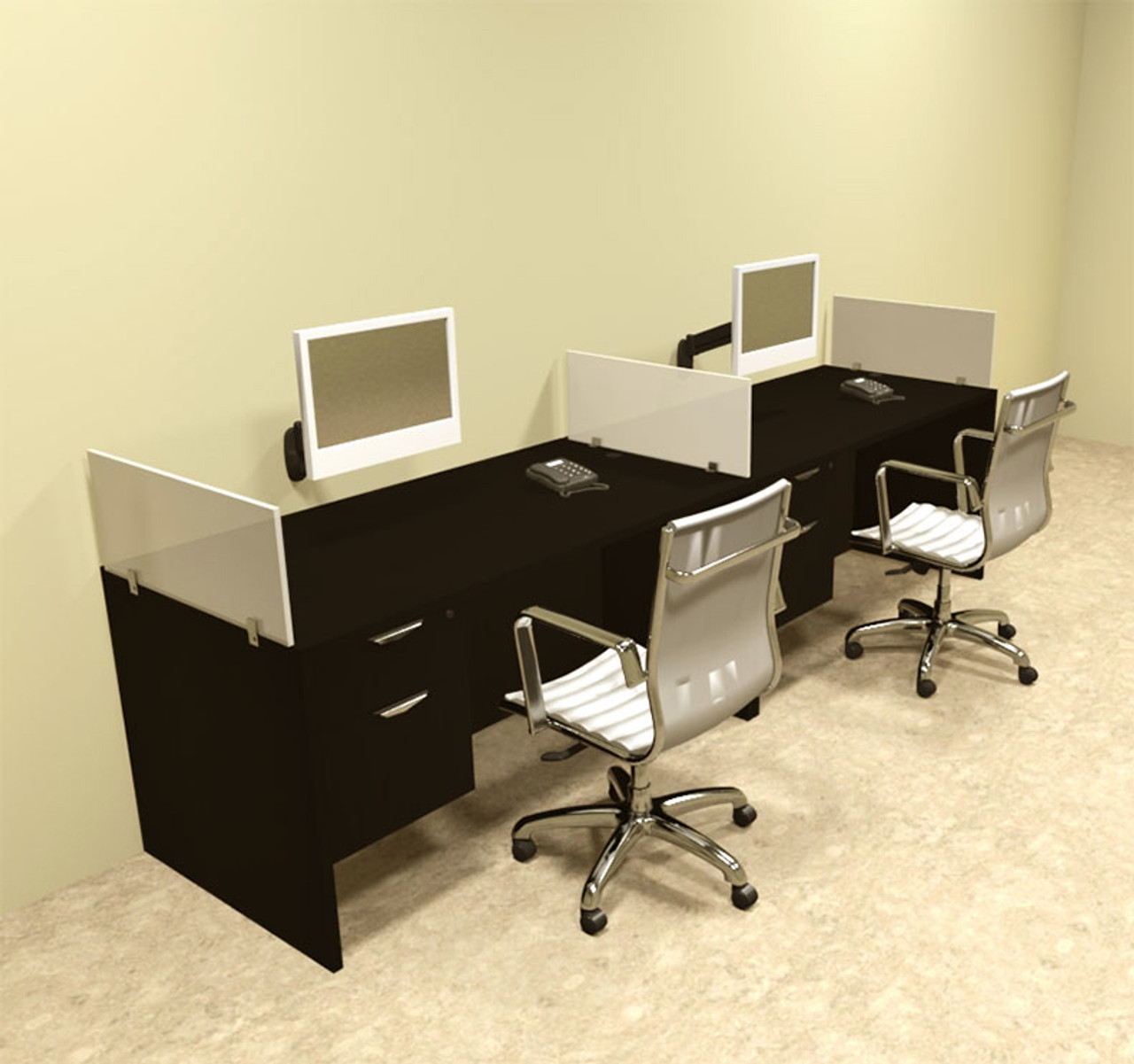 Two Person Divider Modern Office Workstation Desk Set, #OT-SUL-SP24