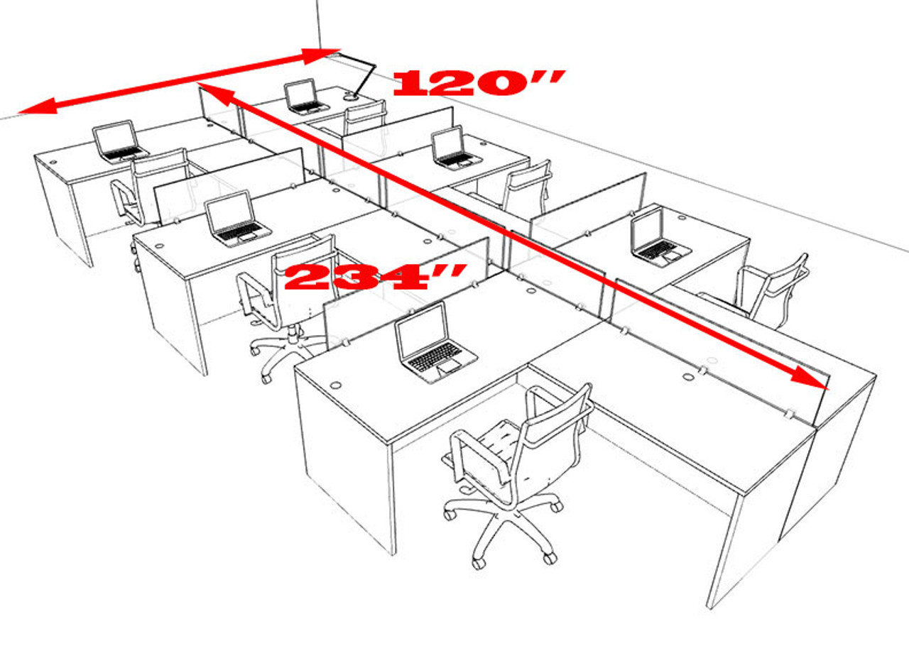 Six Person L Shaped Divider Office Workstation Desk Set, #OT-SUL-SP50