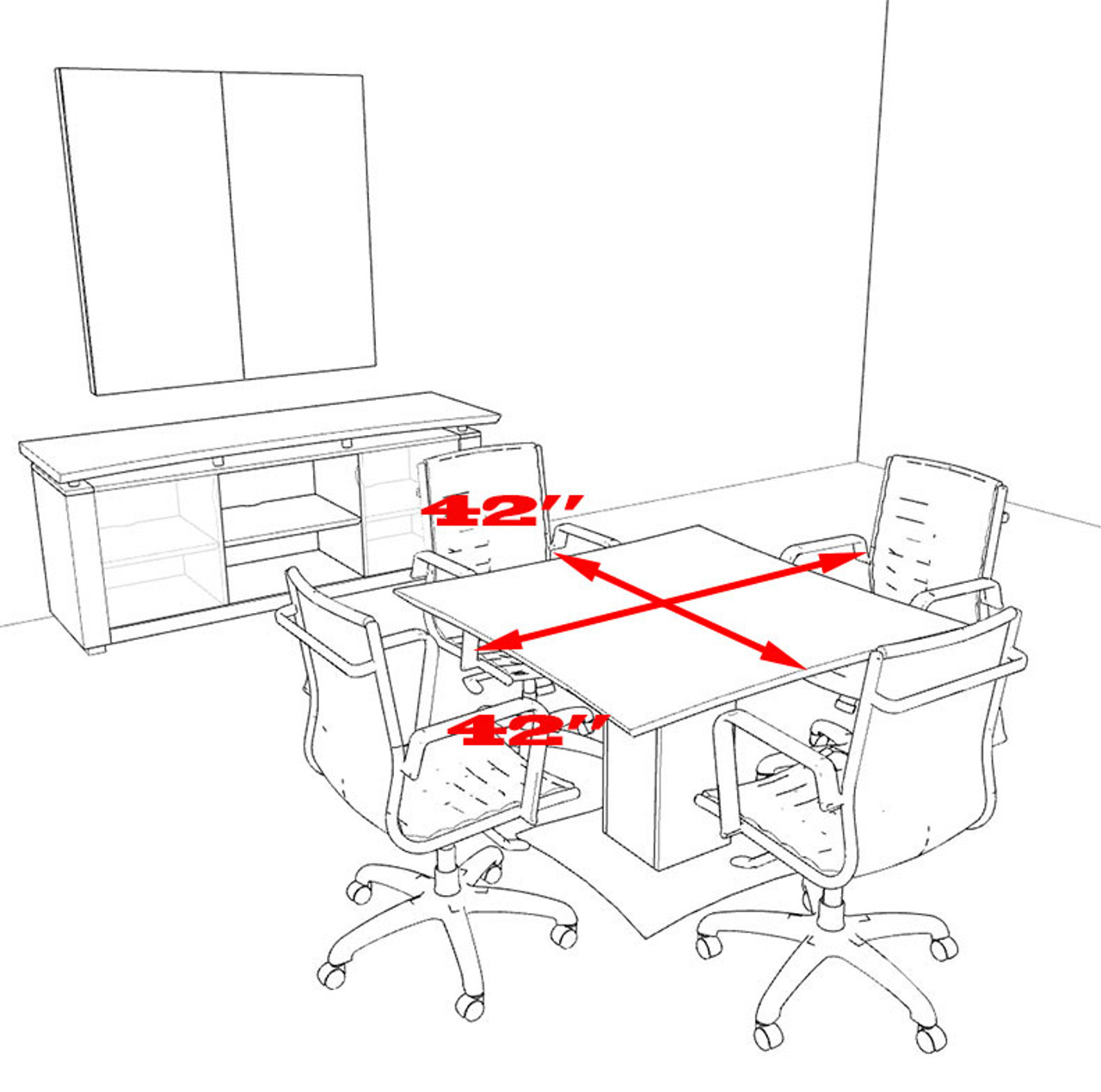 Modern Contemporary 42" Square Conference Table, #MT-STE-C1