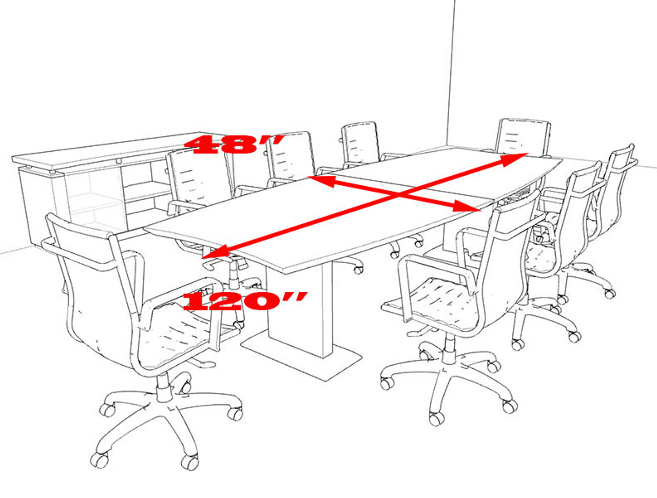 Modern Contemporary Boat Shaped 10' Feet Conference Table, #MT-STE-C9