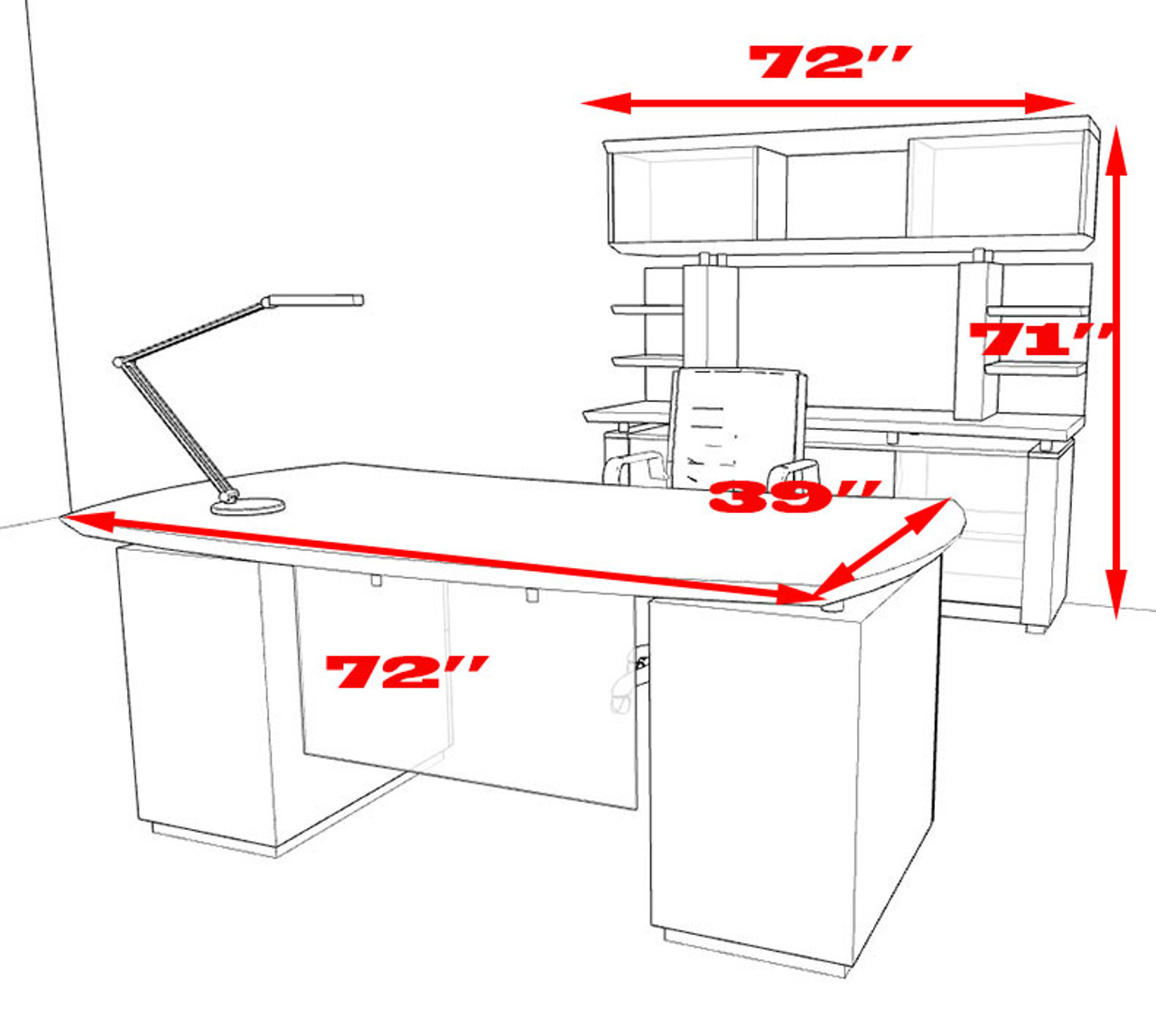 5pc Modern Contemporary Executive Office Desk Set, #MT-STE-D7