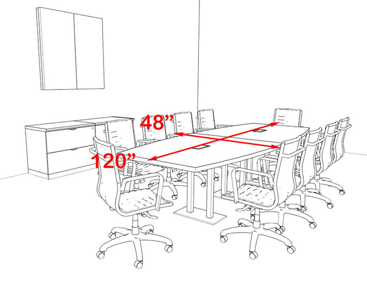 Modern Boat Shaped Steel Leg 10' Feet Conference Table, #OF-CON-CM18