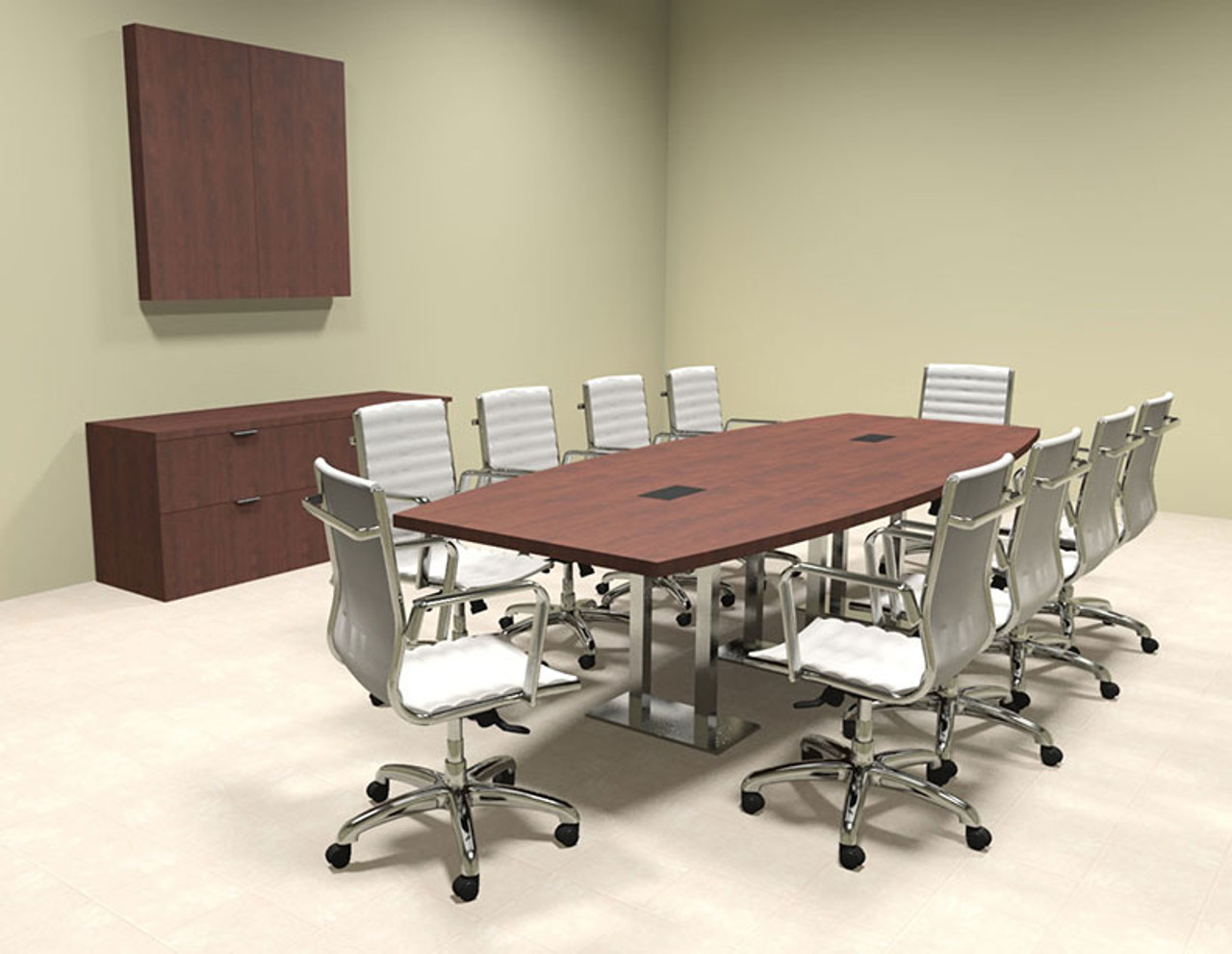 Modern Boat Shaped Steel Leg 10' Feet Conference Table, #OF-CON-CM20