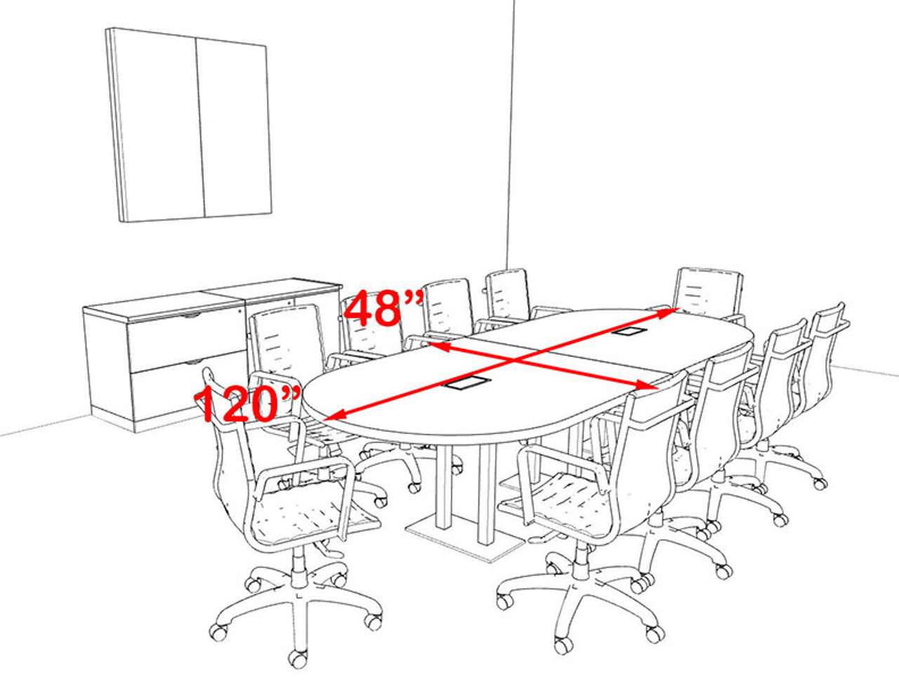 Modern Racetrack Steel Leg 10' Feet Conference Table, #OF-CON-CM7