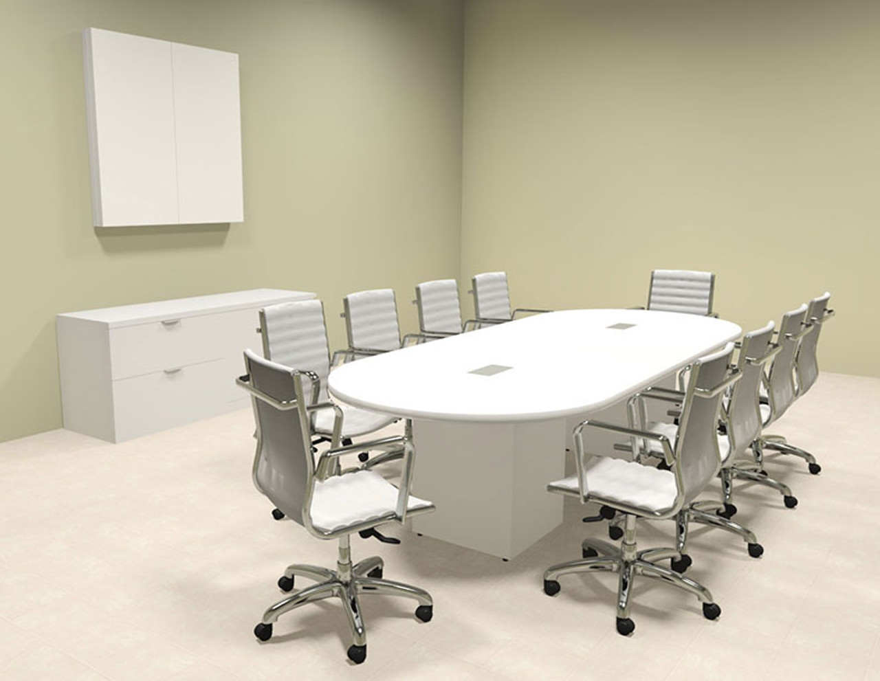 Modern Racetrack Cube Leg 10' Feet Conference Table, #OF-CON-CQ1