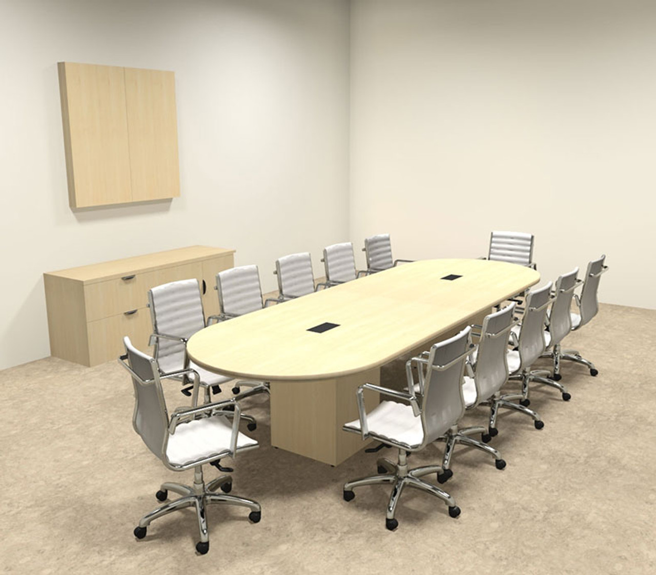 Modern Racetrack Cube Leg 12' Feet Conference Table, #OF-CON-CQ11