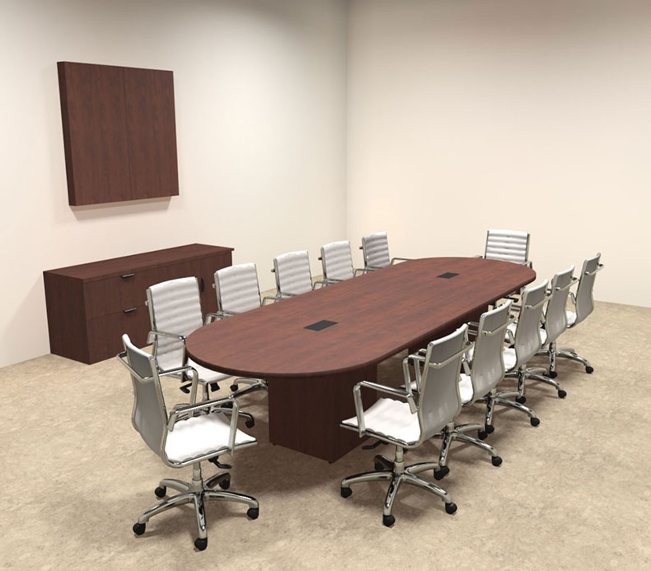 Modern Racetrack Cube Leg 12' Feet Conference Table, #OF-CON-CQ13