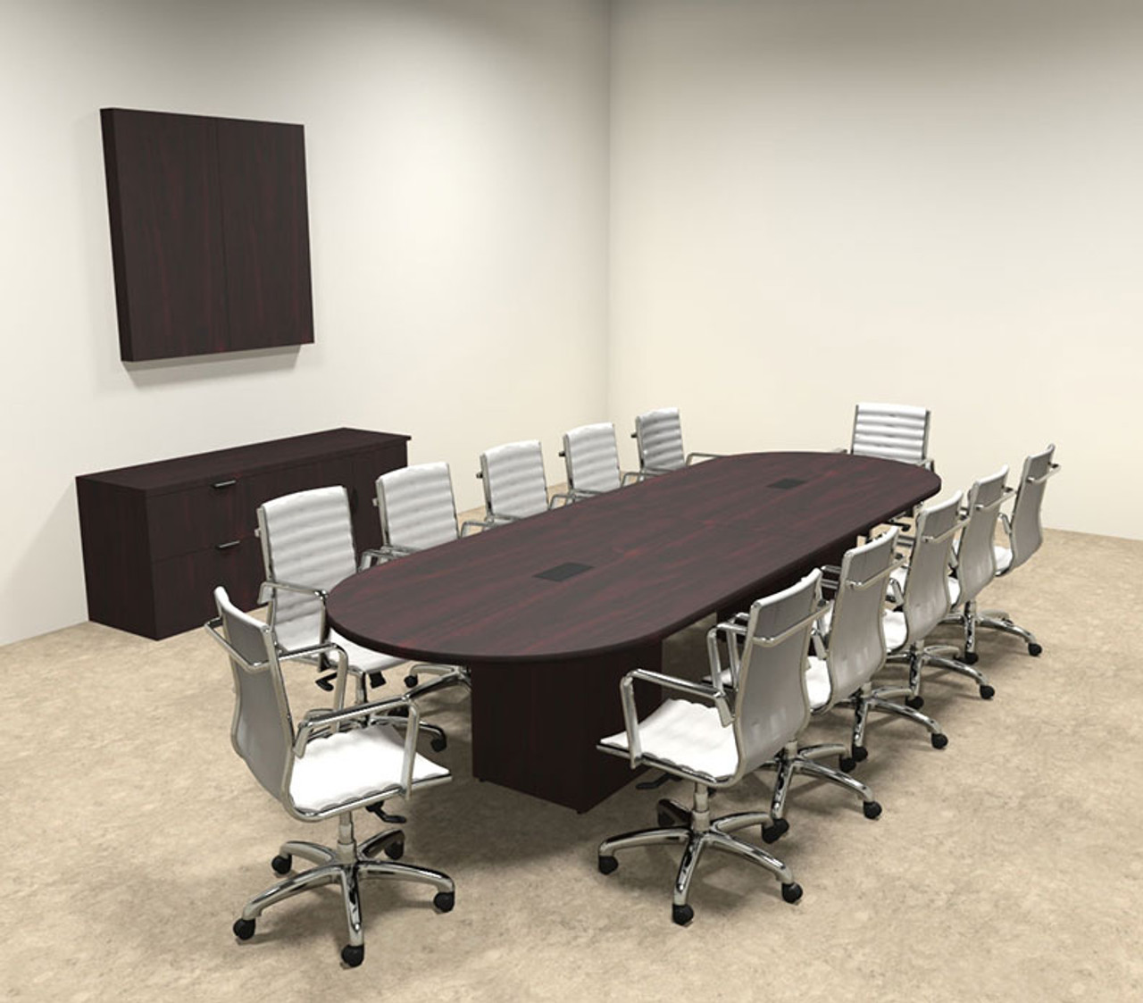 Modern Racetrack Cube Leg 12' Feet Conference Table, #OF-CON-CQ14