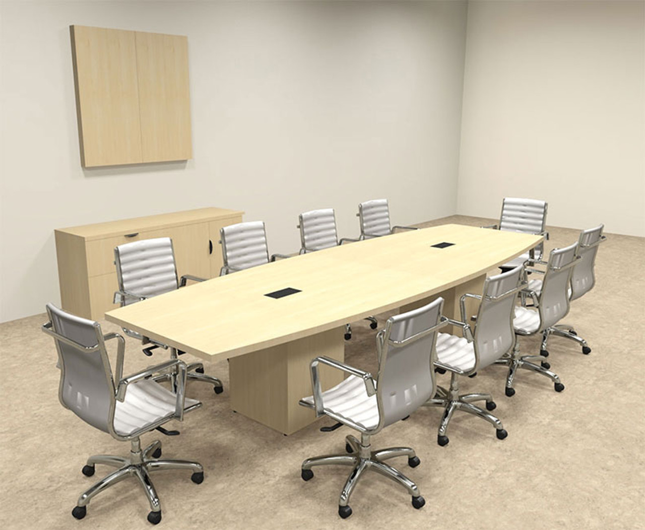 Modern Boat Shaped Cube Leg 12' Feet Conference Table, #OF-CON-CQ25