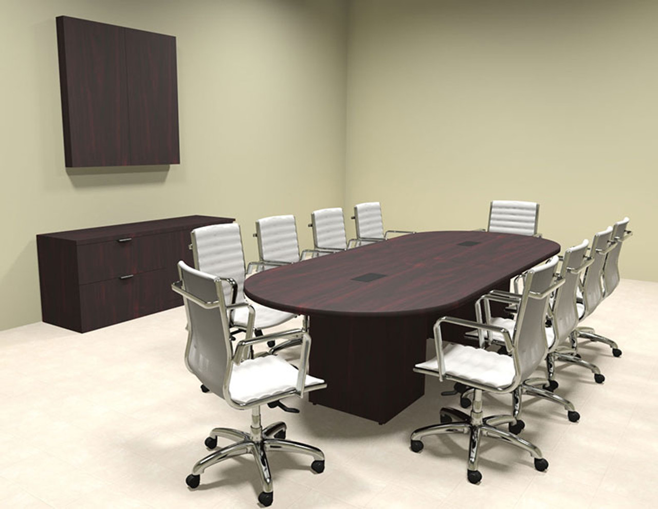 Modern Racetrack Cube Leg 10' Feet Conference Table, #OF-CON-CQ7