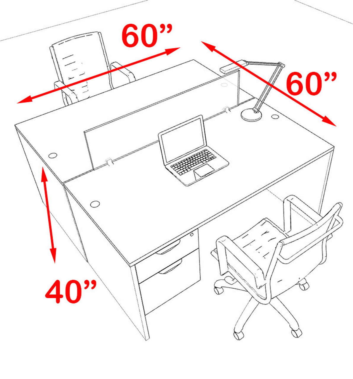 Two Person Modern Blue Divider Office Workstation Desk Set, #OT-SUL-FPB13