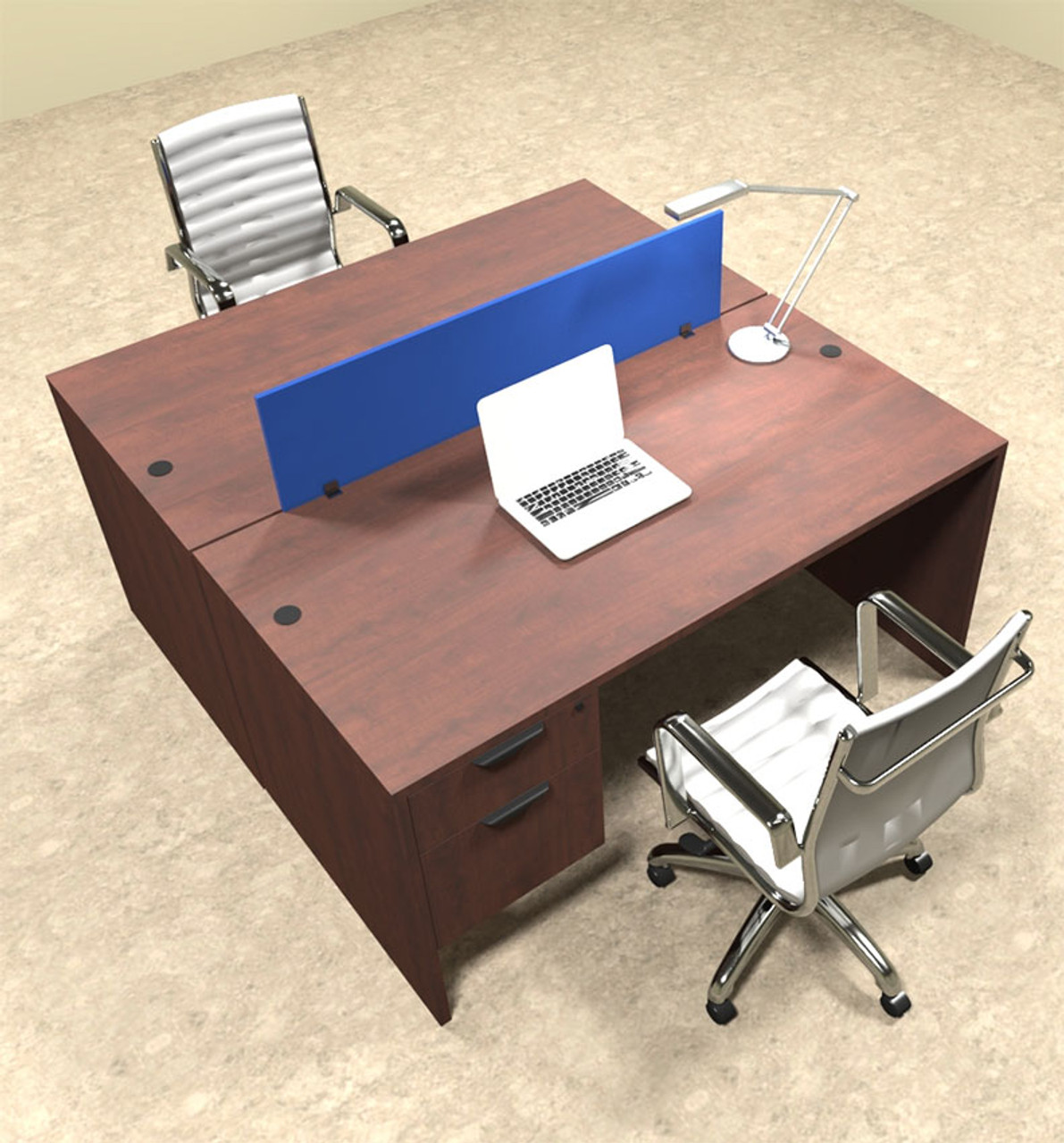 Two Person Modern Blue Divider Office Workstation Desk Set, #OT-SUL-FPB14