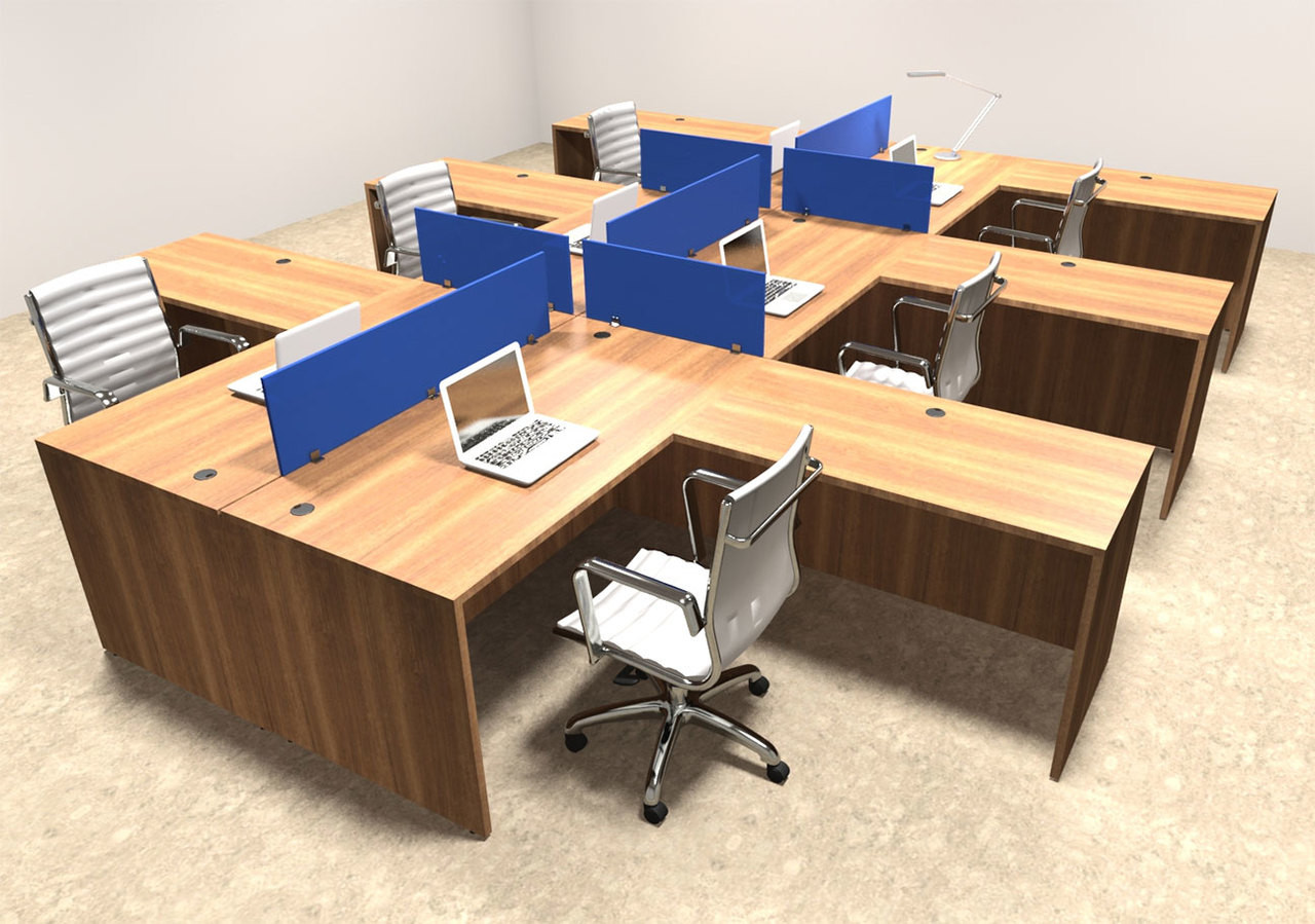 Six Person Blue Divider Office Workstation Desk Set, #OT-SUL-FPB33