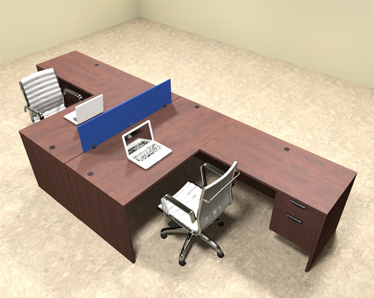 Two Person Blue Divider Office Workstation Desk Set, #OT-SUL-FPB38