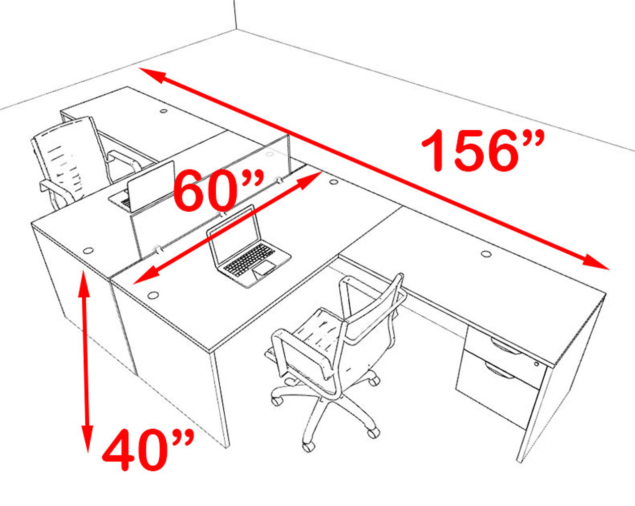 Two Person Blue Divider Office Workstation Desk Set, #OT-SUL-FPB38