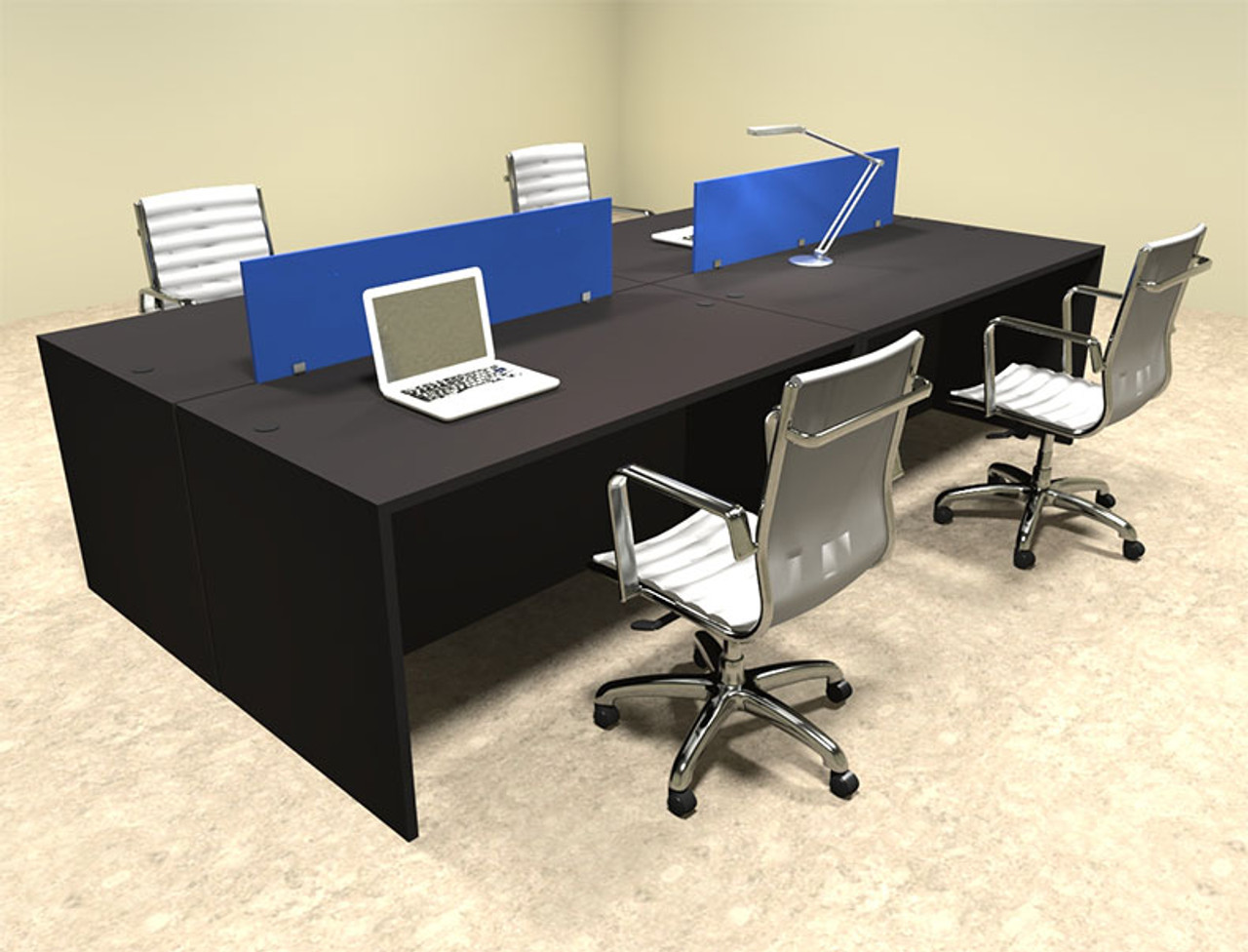 Four Person Modern Blue Divider Office Workstation Desk Set, #OT-SUL-FPB8