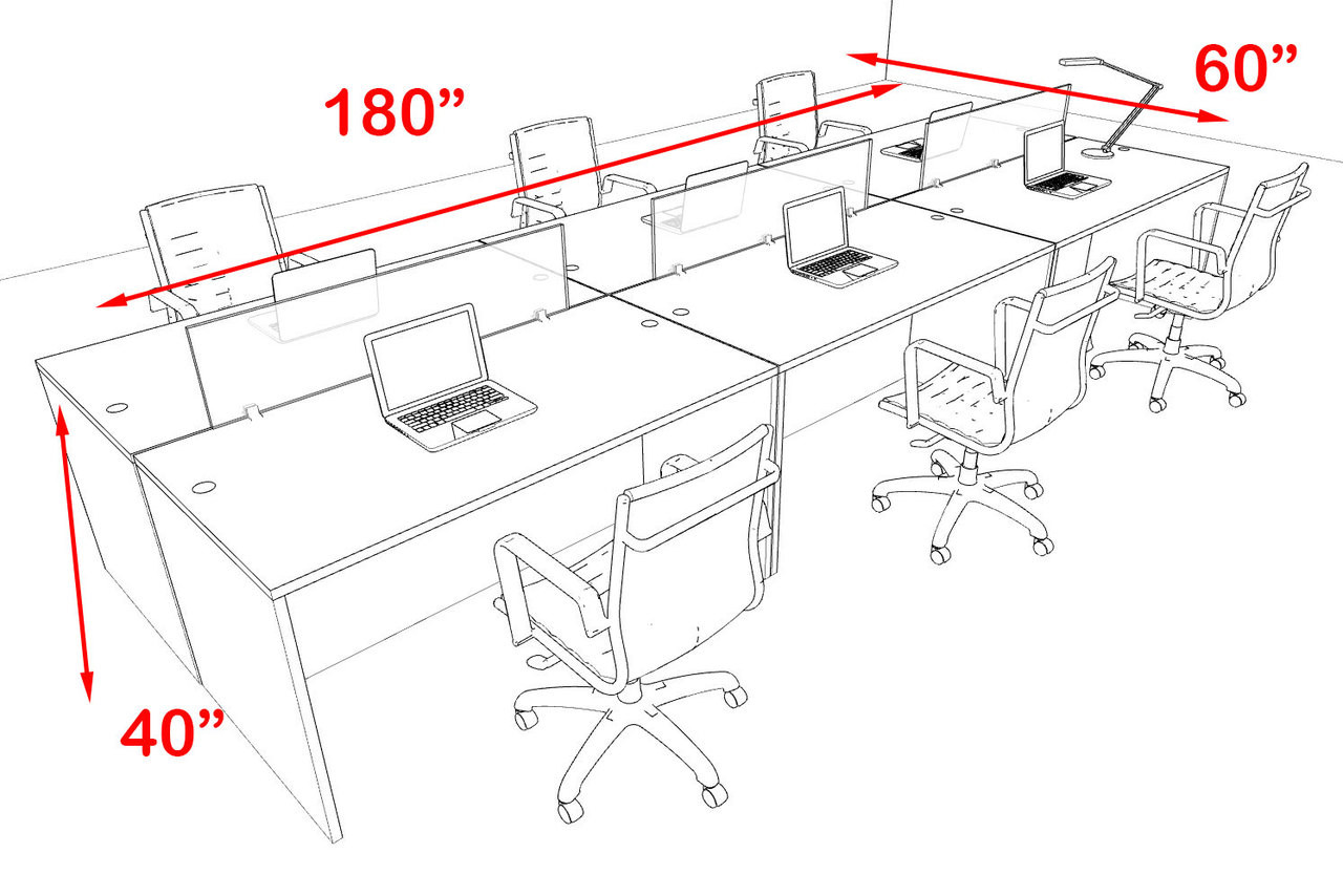 Six Person Modern Blue Divider Office Workstation Desk Set, #OT-SUL-FPB9