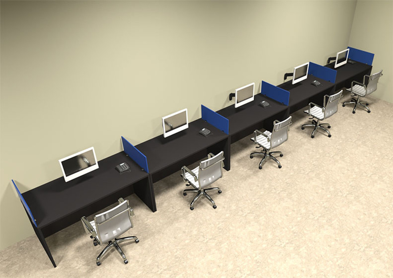 Five Person Blue Divider Office Workstation Desk Set, #OT-SUL-SPB16