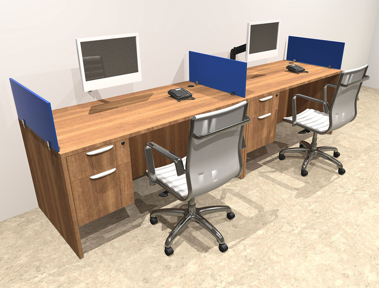 Two Person Blue Divider Office Workstation Desk Set, #OT-SUL-SPB21