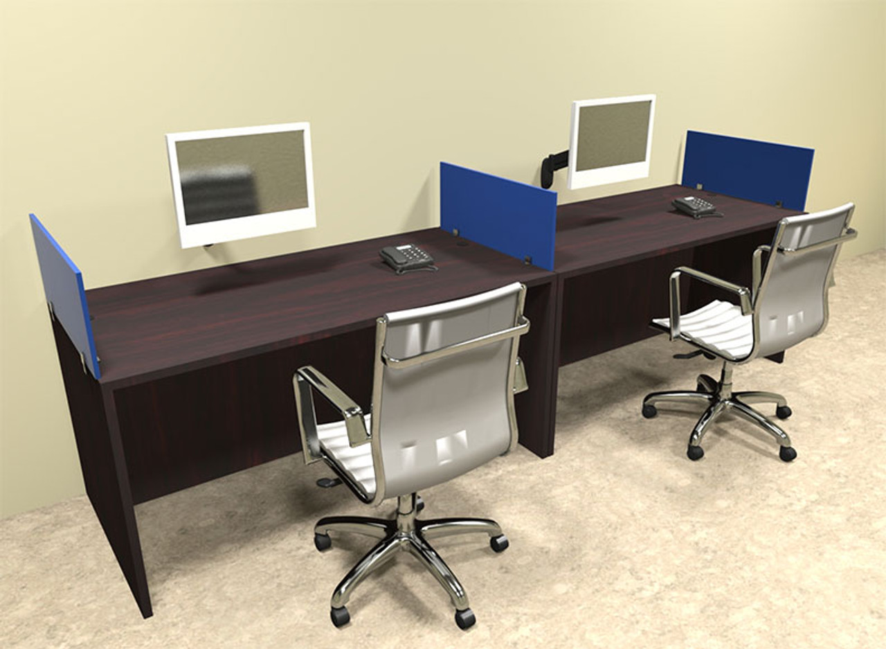 Two Person Blue Divider Office Workstation Desk Set, #OT-SUL-SPB3