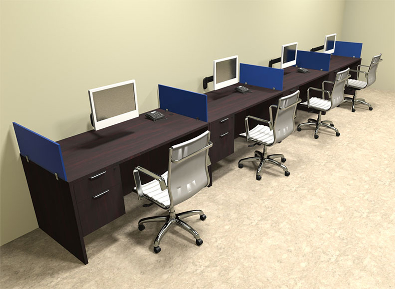 Four Person Blue Divider Office Workstation Desk Set, #OT-SUL-SPB31