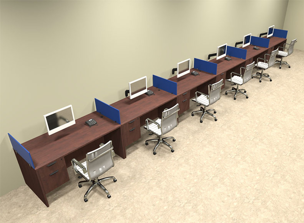 Six Person Blue Divider Office Workstation Desk Set, #OT-SUL-SPB38