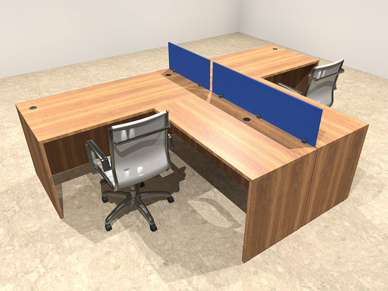 Two Person Blue Divider Office Workstation Desk Set, #OT-SUL-SPB41