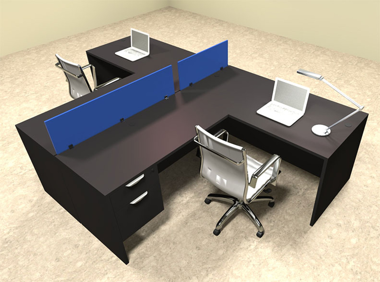 Two Person Blue Divider Office Workstation Desk Set, #OT-SUL-SPB56