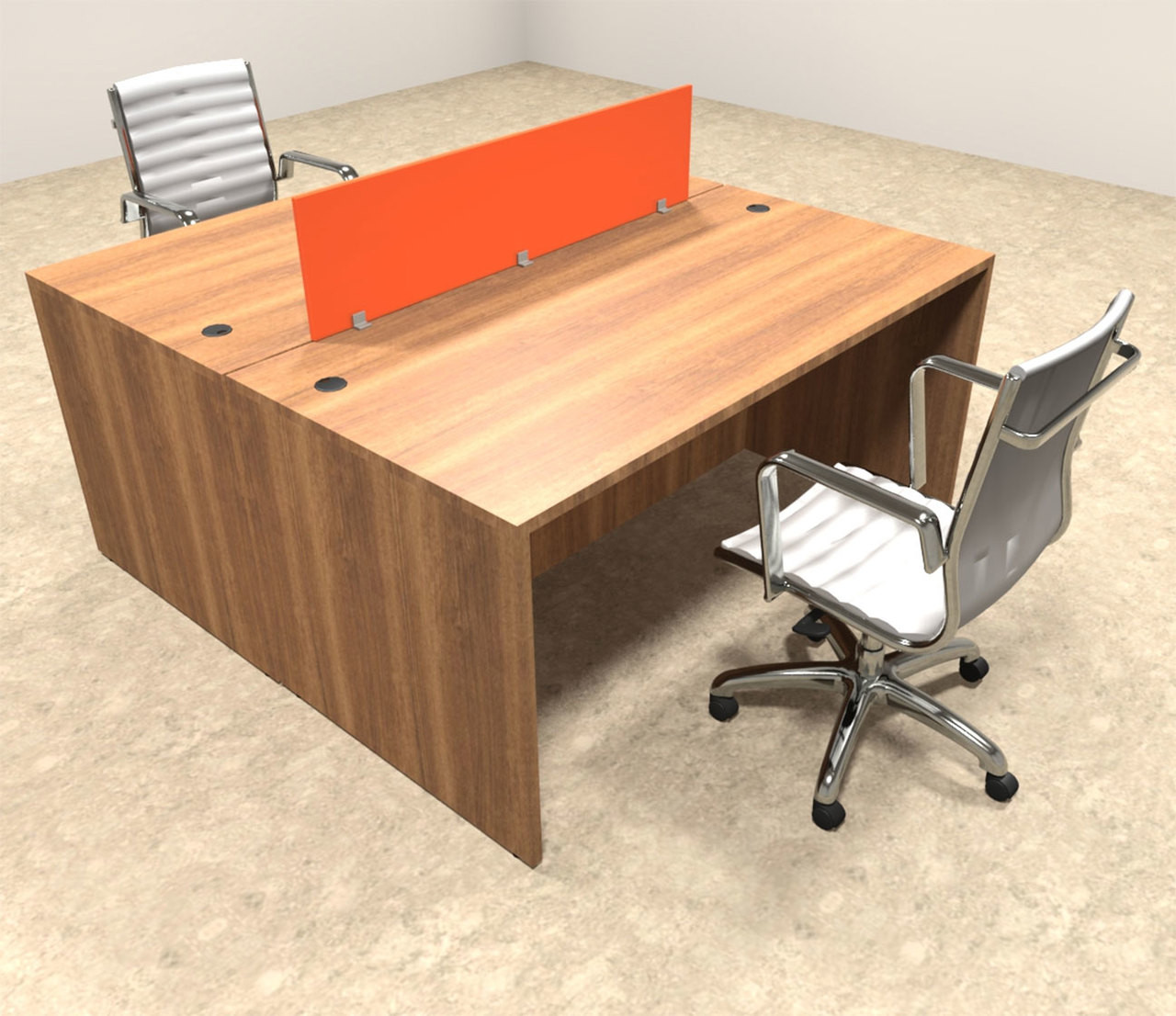 Two Person Orange Divider Office Workstation Desk Set, #OT-SUL-FPO1