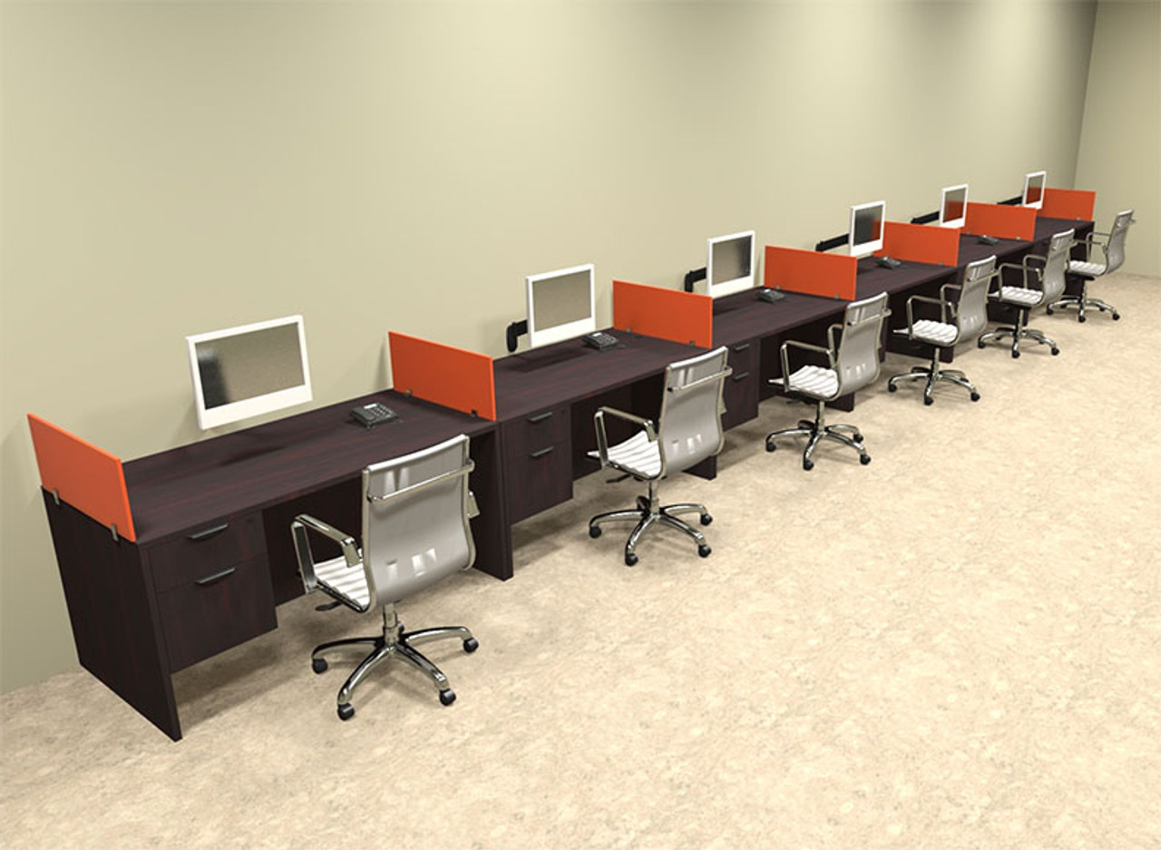 Six Person Orange Divider Office Workstation Desk Set, #OT-SUL-SPO39