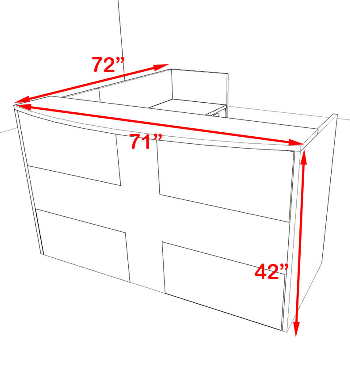 3pc L Shaped Modern Acrylic Panel Office Reception Desk, #OT-SUL-R21