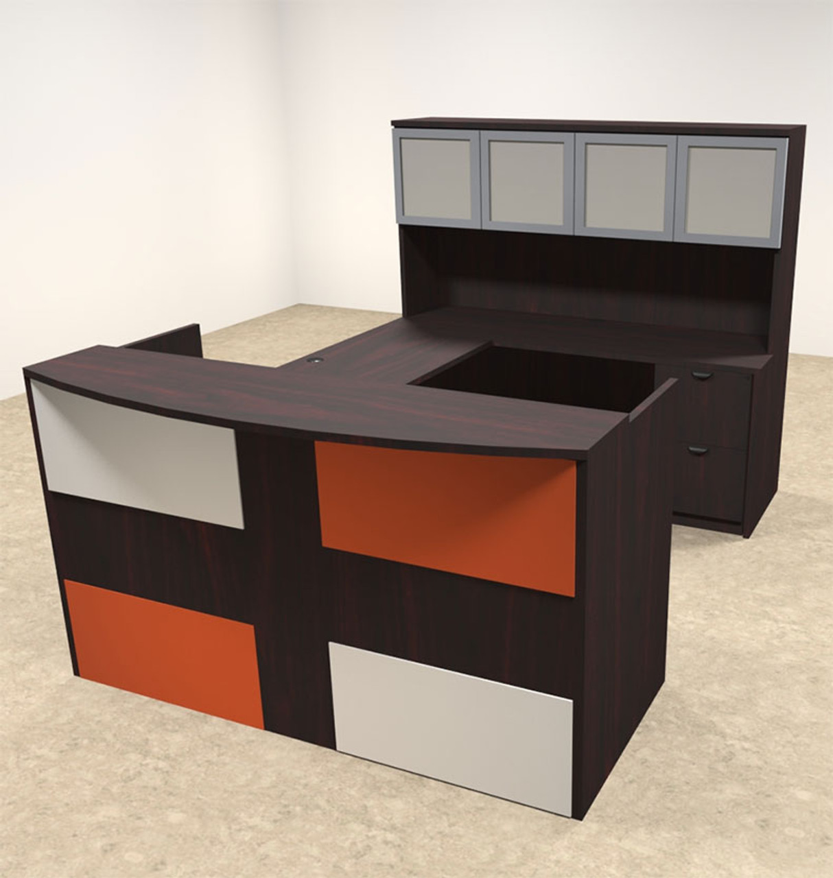 5pc U Shaped Modern Acrylic Panel Office Reception Desk, #OT-SUL-RM43