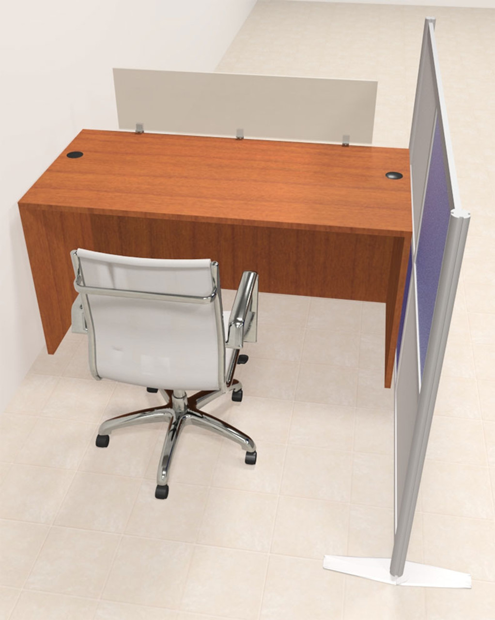 One Person Workstation w/Acrylic Aluminum Privacy Panel, #OT-SUL-HPB1