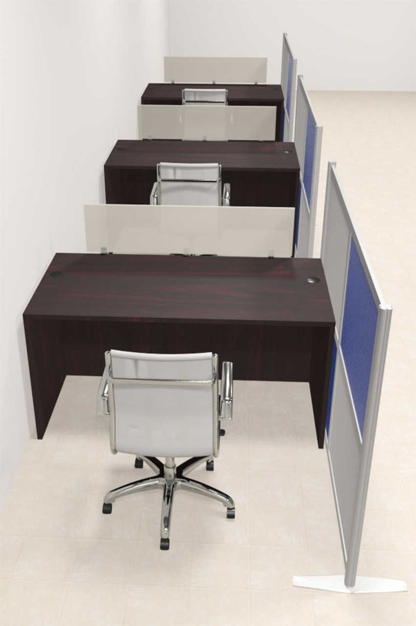 Three Person Workstation w/Acrylic Aluminum Privacy Panel, #OT-SUL-HPB11