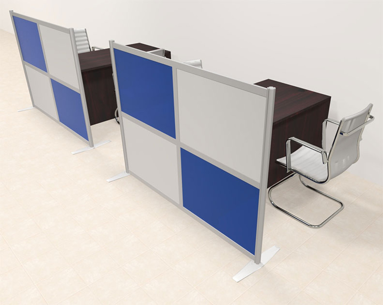 Two Person Workstation w/Acrylic Aluminum Privacy Panel, #OT-SUL-HPB19