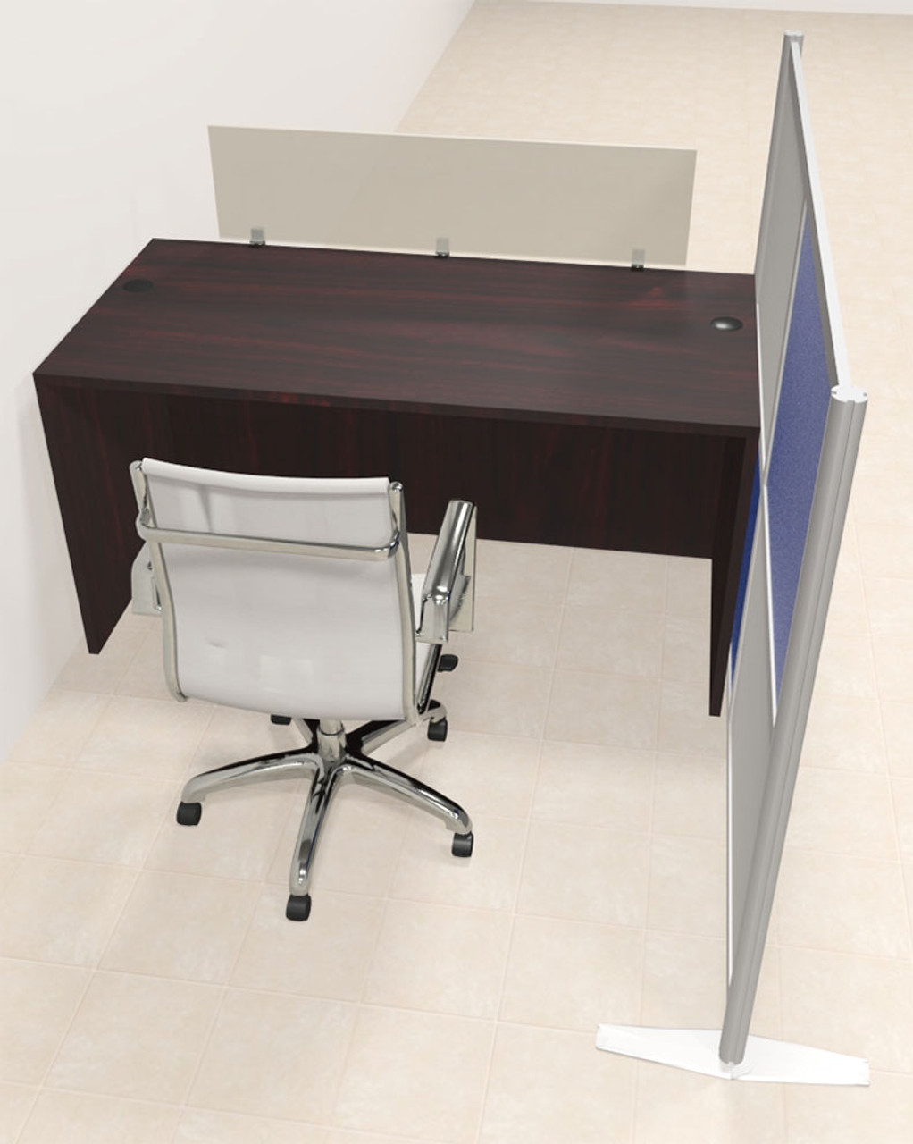 One Person Workstation w/Acrylic Aluminum Privacy Panel, #OT-SUL-HPB3