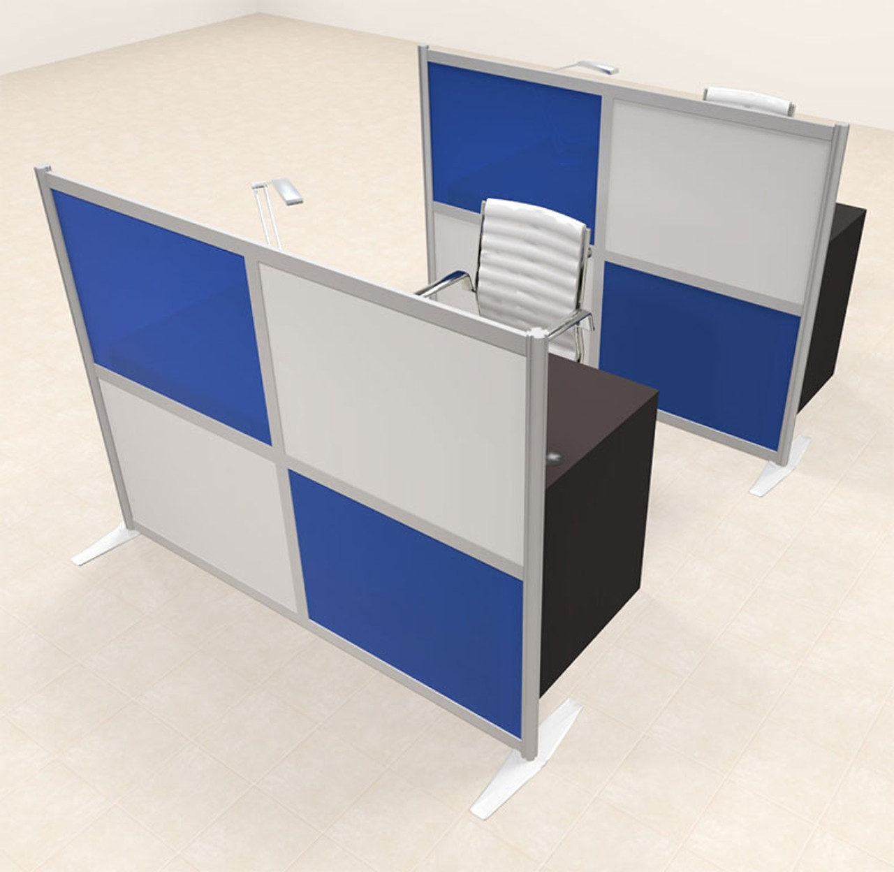 Two Person Workstation w/Acrylic Aluminum Privacy Panel, #OT-SUL-HPB32