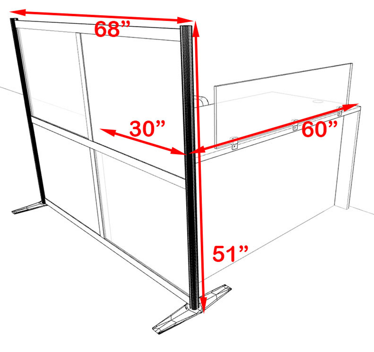 One Person Workstation w/Acrylic Aluminum Privacy Panel, #OT-SUL-HPB40