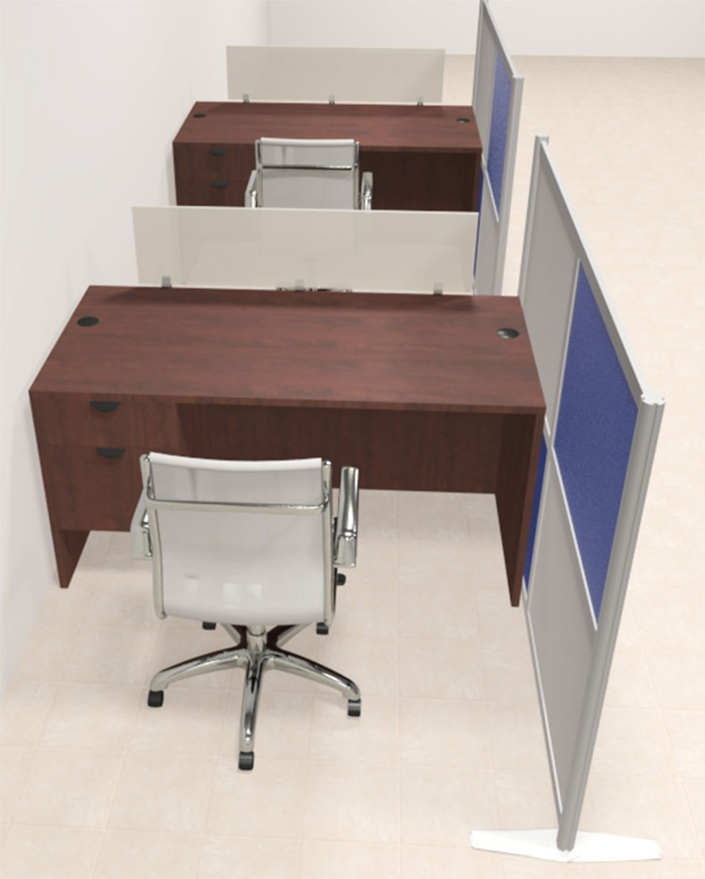 Two Person Workstation w/Acrylic Aluminum Privacy Panel, #OT-SUL-HPB42