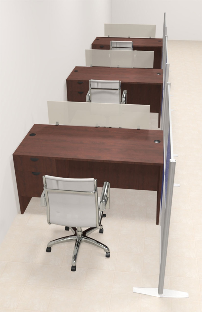 Three Person Workstation w/Acrylic Aluminum Privacy Panel, #OT-SUL-HPB46