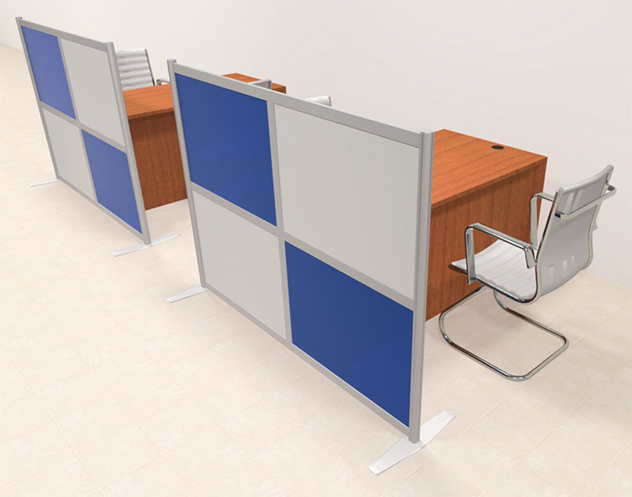 Two Person Workstation w/Acrylic Aluminum Privacy Panel, #OT-SUL-HPB53