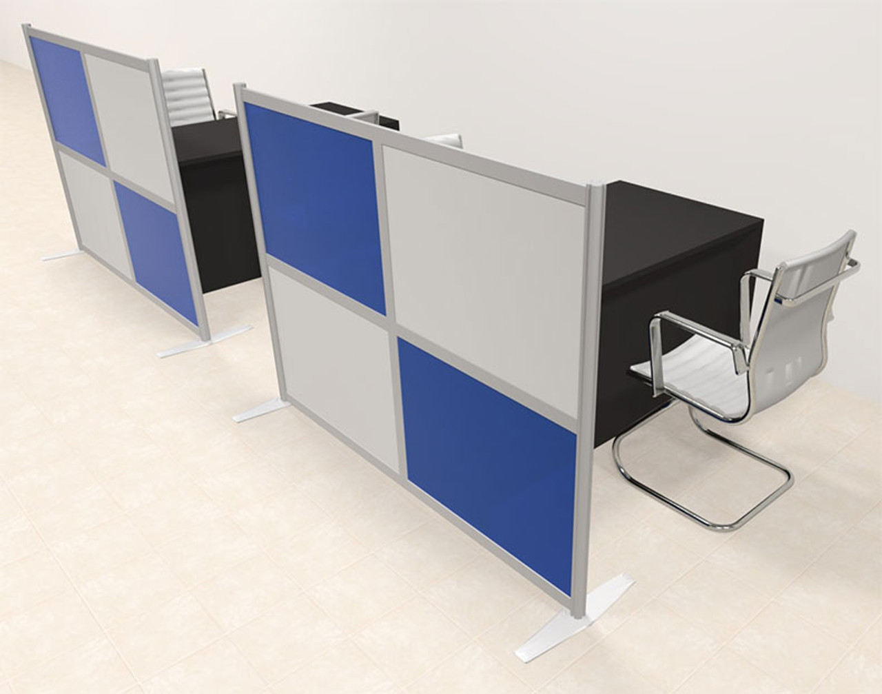 Two Person Workstation w/Acrylic Aluminum Privacy Panel, #OT-SUL-HPB56