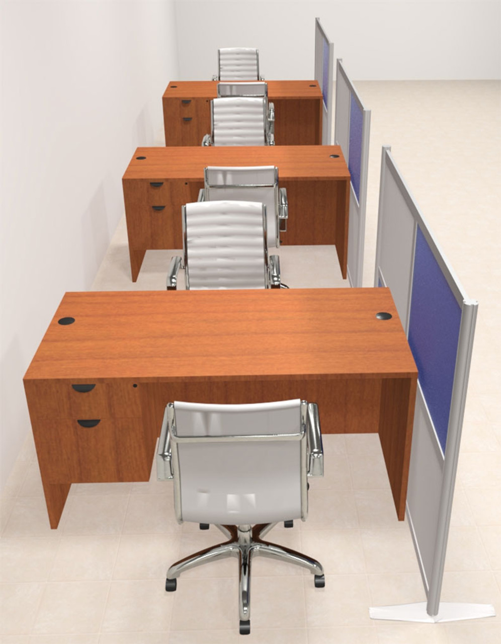 Three Person Workstation w/Acrylic Aluminum Privacy Panel, #OT-SUL-HPB57