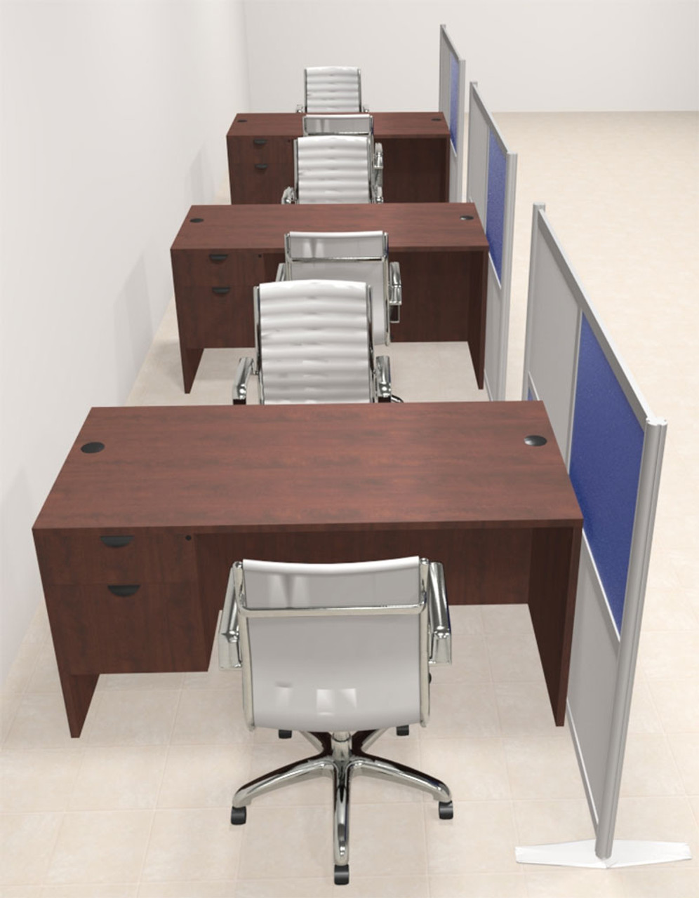 Three Person Workstation w/Acrylic Aluminum Privacy Panel, #OT-SUL-HPB58