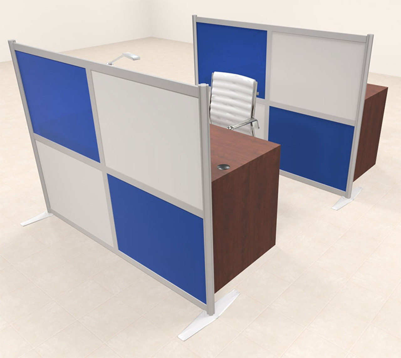 Two Person Workstation w/Acrylic Aluminum Privacy Panel, #OT-SUL-HPB66