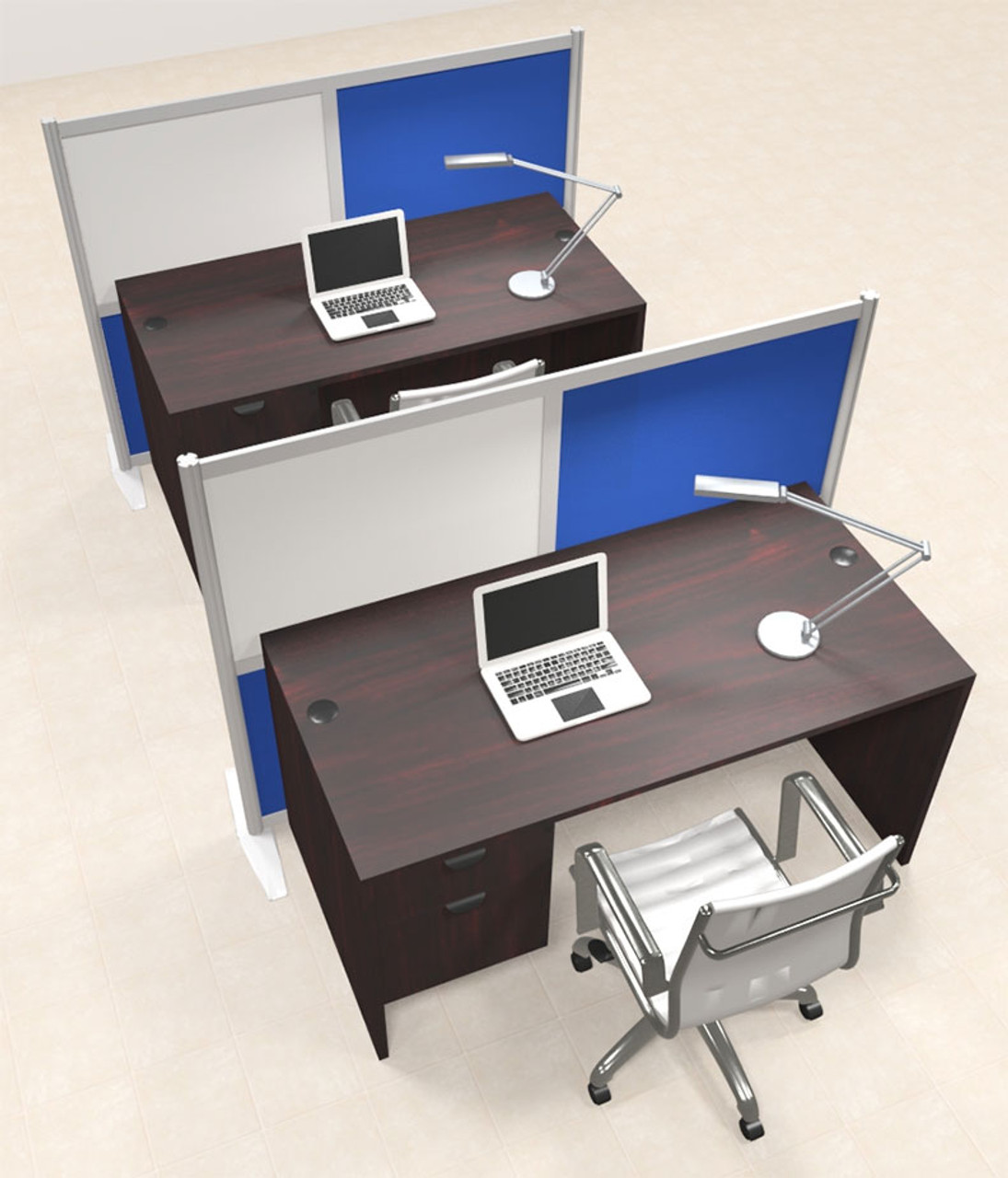 Two Person Workstation w/Acrylic Aluminum Privacy Panel, #OT-SUL-HPB67