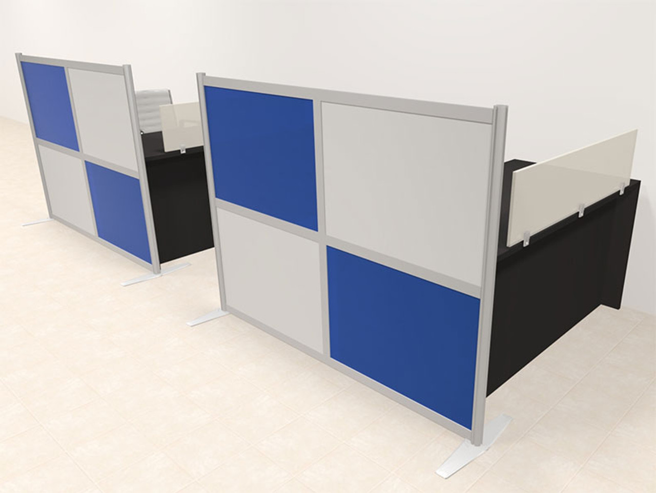 Two Person Workstation w/Acrylic Aluminum Privacy Panel, #OT-SUL-HPB8