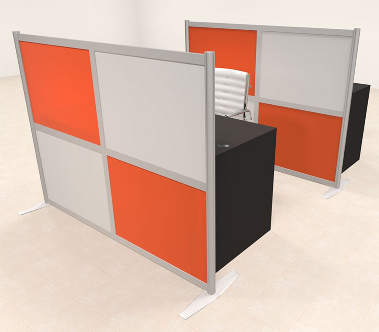 Two Person Workstation w/Acrylic Aluminum Privacy Panel, #OT-SUL-HPO104