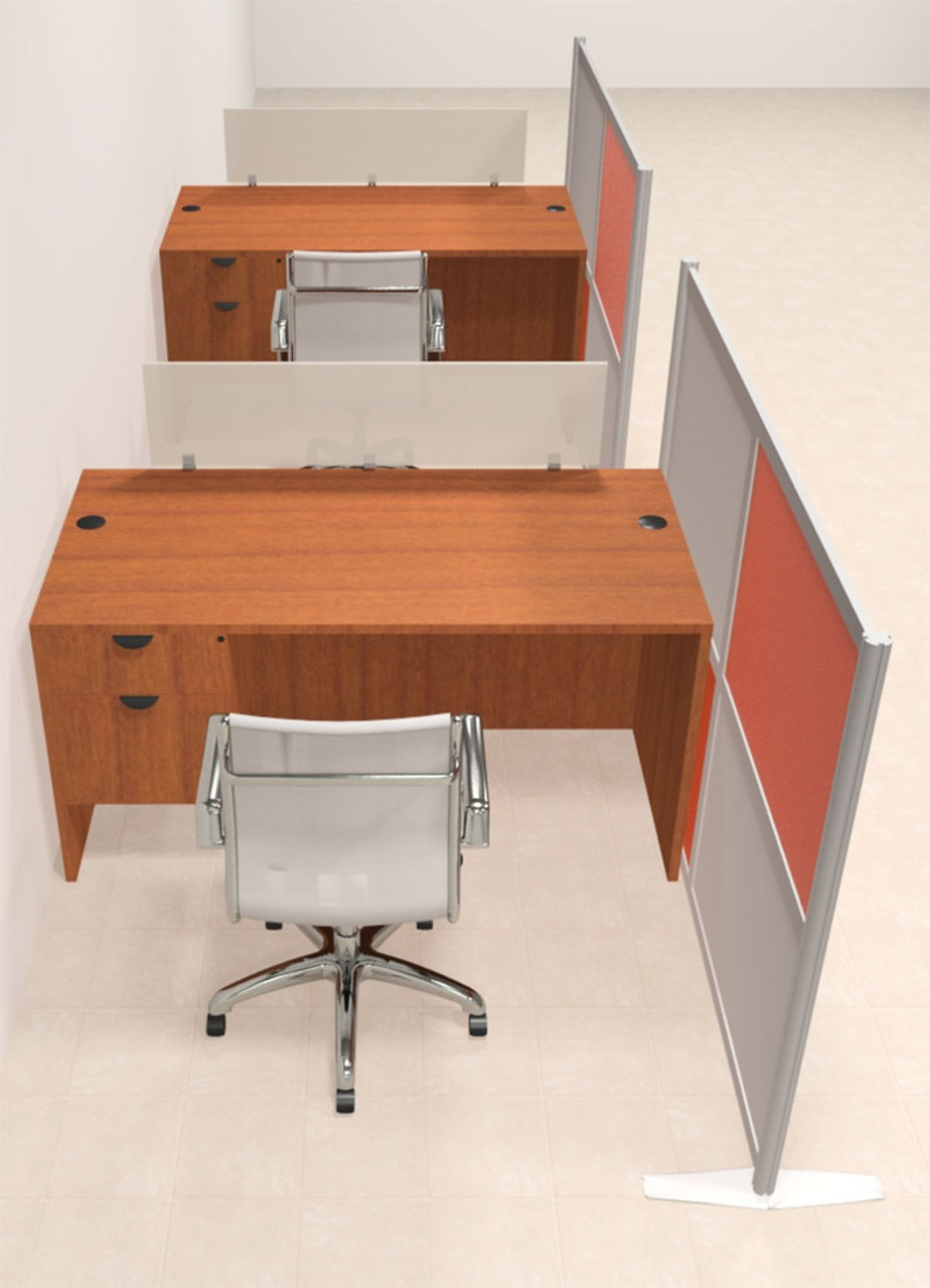 Two Person Workstation w/Acrylic Aluminum Privacy Panel, #OT-SUL-HPO113