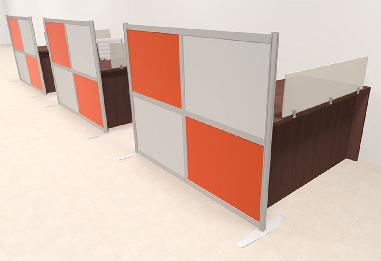 Three Person Workstation w/Acrylic Aluminum Privacy Panel, #OT-SUL-HPO118